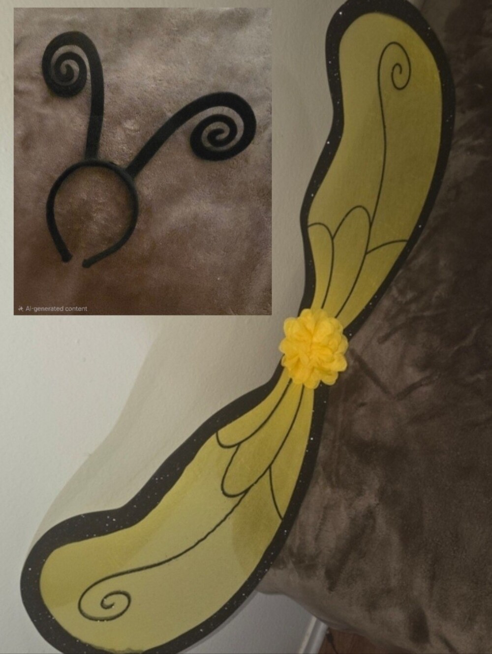 🖤💛 Bee 🐝Wings & Antenna with Flower Accent - Adult Size